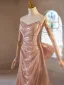 Mode Rougissant Rose Faux Diamant Noeud Robe De Bal 2024 Princesse Bustier Sans Manches Dos Nu Train De Balayage Promo Robe De Ceremonie