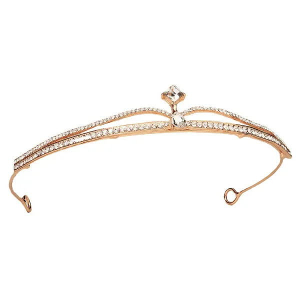 Modest / Simple Gold Alloy Rhinestone Bridal Hair Accessories Wedding Tiara 2022