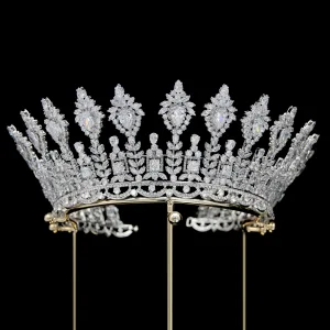 High End Silver Rhinestone Zirkon Bröllop Krona 2024 Brud Huvudbonad