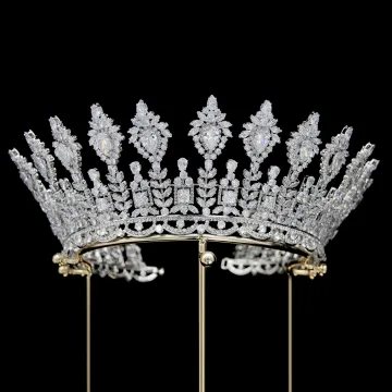 Haut De Gamme Argenté Faux Diamant Zircon Mariage Couronner 2024 Accessoire Cheveux Mariage