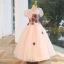 Chic / Beautiful Blushing Pink Sequins Flower Girl Dresses 2023 Ball Gown Square Neckline Puffy Short Sleeve Backless Floor-Length / Long Prom Flower Girl Dresses