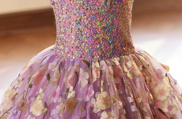 Flower Fairy Lavender Lace Flower Birthday Flower Girl Dresses 2024 Ball Gown Scoop Neck Cap Sleeves Backless Floor-Length / Long