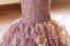 Flower Fairy Lavender Lace Flower Birthday Flower Girl Dresses 2024 Ball Gown Scoop Neck Cap Sleeves Backless Floor-Length / Long