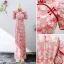 Chinese style Red Beading Tassel Sequins Evening Dresses Cheongsam 2022 Trumpet / Mermaid High Neck Short Sleeve Covered Button Floor-Length / Long Evening Party Cheongsam / Qipao
