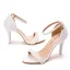 Sexy White Pearl Wedding Shoes 2022 9 cm Stiletto Heels Ankle Strap Open / Peep Toe Wedding Sandals High Heels