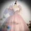 Charmant Rougissant Rose Perlage Paillettes Robe De Bal 2023 Robe Boule Encolure Carrée Manches Courtes Dos Nu Longue Promo Robe De Ceremonie