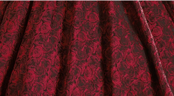 Elegant Burgundy Rose Printing Satin Prom Dresses 2024 Ball Gown Square Neckline Puffy Short Sleeve Backless Floor-Length / Long Prom Formal Dresses