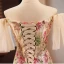 Chic / Beautiful Beading Pearl Multi-Colors Sequins Lace Flower Prom Dresses 2023 A-Line / Princess Off-The-Shoulder Short Sleeve Backless Floor-Length / Long Prom Formal Dresses