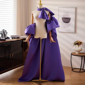 Vintage Purple Handgjort Satin Afton Bal Sjalar Jackor Omslag 2024