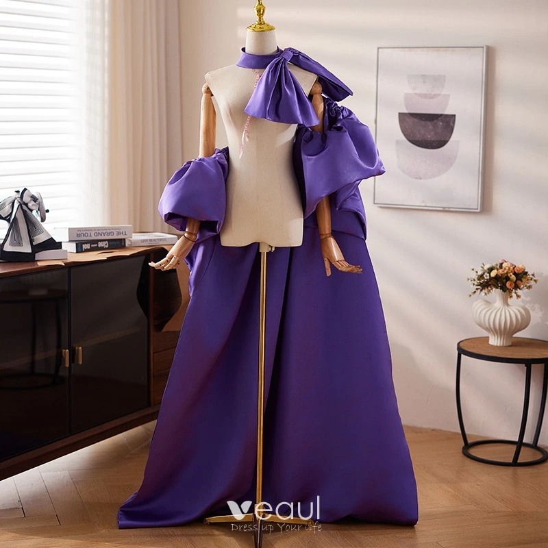 Vintage Retro Purple Handmade Satin Evening Party Prom Shawls Jackets Wraps  2024