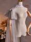 Unusual White Handmade  Pearl Sequins Prom shawl 2025 High Neck Tulle