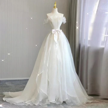 Moda Białe Kokarda Suknie Ślubne 2023 Princessa Bez Ramiączek Bez Rękawów Bez Pleców Trenem Sweep Ślub