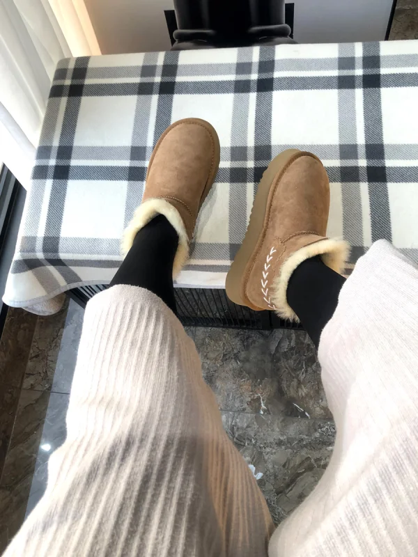 Keep Warm Winter Brown Street Wear Suede Snow Boots 2024 Leather Round Toe Womens Boots