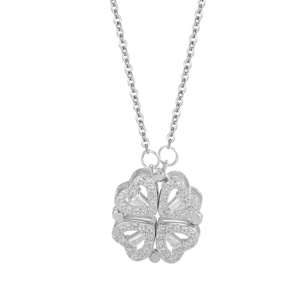 Fashion Necklaces Clover Green Leaf Rhinestone Sterling Silver Rose Gold Accessories 2023