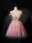 Sexy Charmant Rougissant Rose Perlage Perle Papillon Paillettes Anniversaire Robe De Fête 2024 Princesse De l'épaule Sans Manches Dos Nu Courte