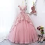 Flower Fairy Candy Pink Appliques Sequins Prom Dresses 2022 Ball Gown Scoop Neck Sleeveless Backless Floor-Length / Long Prom Formal Dresses