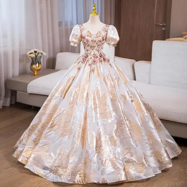 prom dresses gold and white Sherri Hill 54912 Dress | Sherri Hill Dresses main image 0
