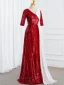 Vintage / Originale Bleu Roi Paillettes Robe De Bal 2025 Trompette / Sirène V-Cou Manches Courtes Longue Promo Robe De Ceremonie