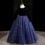 Vintage / Retro Navy Blue Suede Birthday Flower Girl Dresses 2022 Ball Gown Scoop Neck Long Sleeve Sequins Floor-Length / Long Flower Girl Dresses