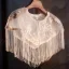 Bling Bling Aprikos / Beige Handgjort Beading Tassel Paljetter Spets Blomma Bal sjal 2025