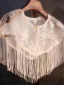 Bling Bling Aprikos / Beige Handgjort Beading Tassel Paljetter Spets Blomma Bal sjal 2025