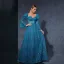 Vintage / Retro Pool Blue Lace Flower Prom Dresses 2025 Bell sleeves A-Line / Princess Square Neckline Backless Floor-Length / Long Prom Formal Dresses