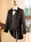 Black 6-piece Long Sleeve Boys Wedding Suits 2024 Body Jewellery Coat Pants Shirt Tie Vest
