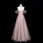 Charmant Bling Bling Rougissant Rose Perlage Faux Diamant Paillettes Robe De Bal 2025 Princesse De l'épaule Manches Courtes Dos Nu Longue Promo Robe De Ceremonie