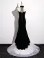 Sexy Black Evening Dresses 2025 Trumpet / Mermaid Strapless Sleeveless Backless Sweep Train Evening Party Formal Dresses