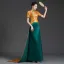 Chinese style Gold Embroidered Cheongsam / Qipao Evening Dresses 2025 Trumpet / Mermaid High Neck Short Sleeve Sweep Train Evening Party Cheongsam