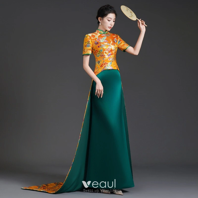 elegant retro dresses Traditional Chinese dress. Black velvet cheongsam dress. Elegant evening  dress. Plus size Qipao with shawl. Tea ceremony dress. gift for woman. –  Chineseartcharm main image 1