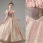Sparkly Blushing Pink Glitter Sequins Birthday Flower Girl Dresses 2023 A-Line / Princess Ruffle Scoop Neck Short Sleeve Floor-Length / Long Flower Girl Dresses