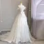 Fashion White Bow Wedding Dresses 2023 A-Line / Princess Strapless Sleeveless Backless Sweep Train Wedding