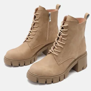 Fashion Brown Fall Winter Street Wear Womens Boots 2023 5 Cm Low Heels Kitten Heels Thick Heels Round Toe Womens Boots
