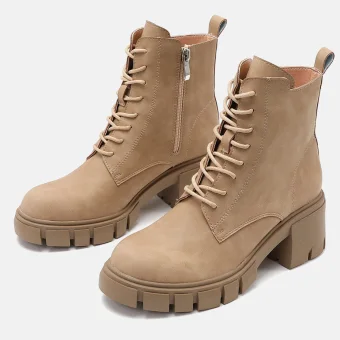 Fashion Brown Fall Winter Street Wear Womens Boots 2023 5 Cm Low Heels Kitten Heels Thick Heels Round Toe Womens Boots