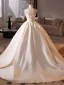 Vintage / Originale Ivoire En Dentelle Fleur Satin Robe De Mariée 2025 Robe Boule Bustier Sans Manches Dos Nu Tribunal Train