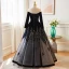 Chic / Beautiful Black Sequins Prom Dresses 2023 A-Line / Princess Off-The-Shoulder 3/4 Sleeve Backless Floor-Length / Long Formal Dresses