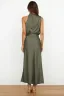 Fashion Beige Street Wear Holiday Women Dresses 2023 High Neck Tea-length Womens Clothing