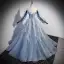 Fashion Sky Blue Beading Sequins Prom Dresses 2023 A-Line / Princess Strapless Short Sleeve Backless Floor-Length / Long Prom Formal Dresses