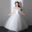 Cinderella White Butterfly Appliques Prom Flower Girl Dresses 2022 Ball Gown V-Neck Short Sleeve Backless Floor-Length / Long Flower Girl Dresses