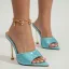 Fashion Summer Pool Blue Street Wear Casual Womens Sandals 2022 Rhinestone 11 cm Stiletto Heels Open / Peep Toe Sandals High Heels