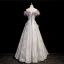 Chic / Beautiful Grey Beading Sequins Prom Dresses 2022 A-Line / Princess Strapless Tassel Sleeveless Backless Prom Floor-Length / Long Formal Dresses