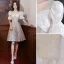 Audrey Hepburn Style Champagne Sequins Homecoming Graduation Dresses 2022 A-Line / Princess Bow Square Neckline Puffy Short Sleeve Knee-Length Graduation Dresses