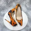 Fashion Orange Leopard Print Evening Party Pumps 2023 12 cm Stiletto Heels Pointed Toe Pumps High Heels