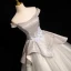Charmant Ivory / Creme Perlenstickerei Pailletten Ballkleider 2024 Ballkleid Off Shoulder Ärmellos Rückenfreies Lange Ball Festliche Kleider