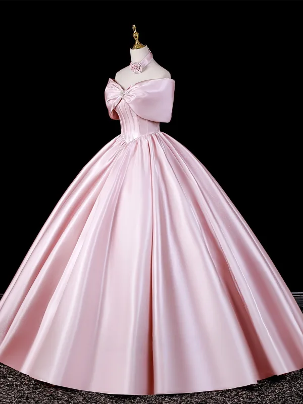 Chic Beautiful Blushing Pink Prom Dresses 2026 Ball Gown Strapless Bow Sleeveless Long