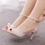 Chic / Beautiful White Pearl Wedding Shoes 2023 Ankle Strap 7 cm Stiletto Heels Open / Peep Toe Wedding Sandals High Heels