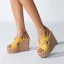 Chic / Beautiful Yellow Street Wear Womens Sandals 2022 Waterproof 13 cm Wedges Open / Peep Toe Sandals High Heels