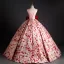 Lovely Blushing Pink Printing Prom Dresses 2023 Ball Gown V-Neck Sleeveless Backless Bow Floor-Length / Long Prom Formal Dresses