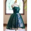 Vintage / Retro Dark Green Printing Homecoming Graduation Dresses 2024 Short Ball Gown Spaghetti Straps Sleeveless Backless Tulle